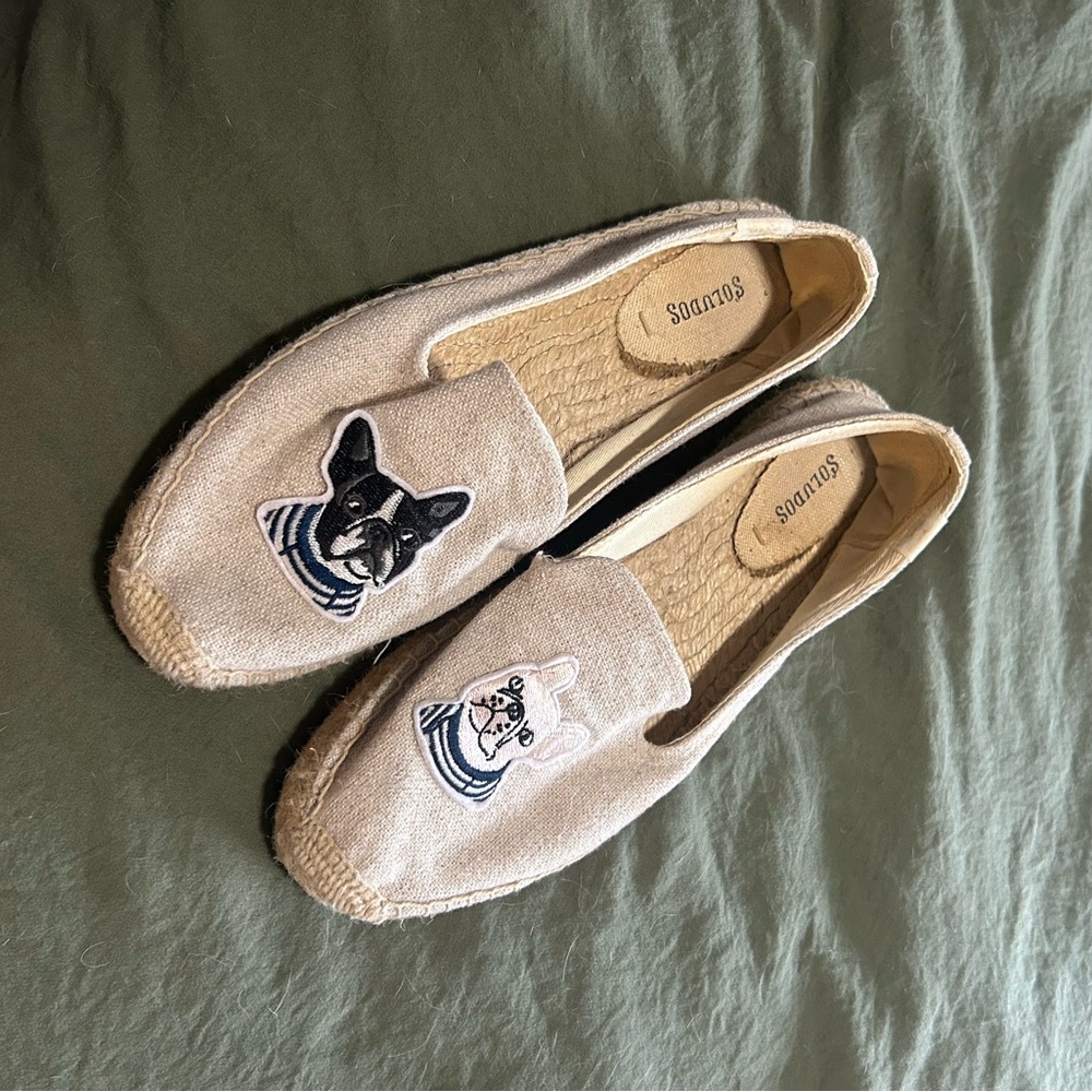 Tan Espadrilles with French Bulldogs